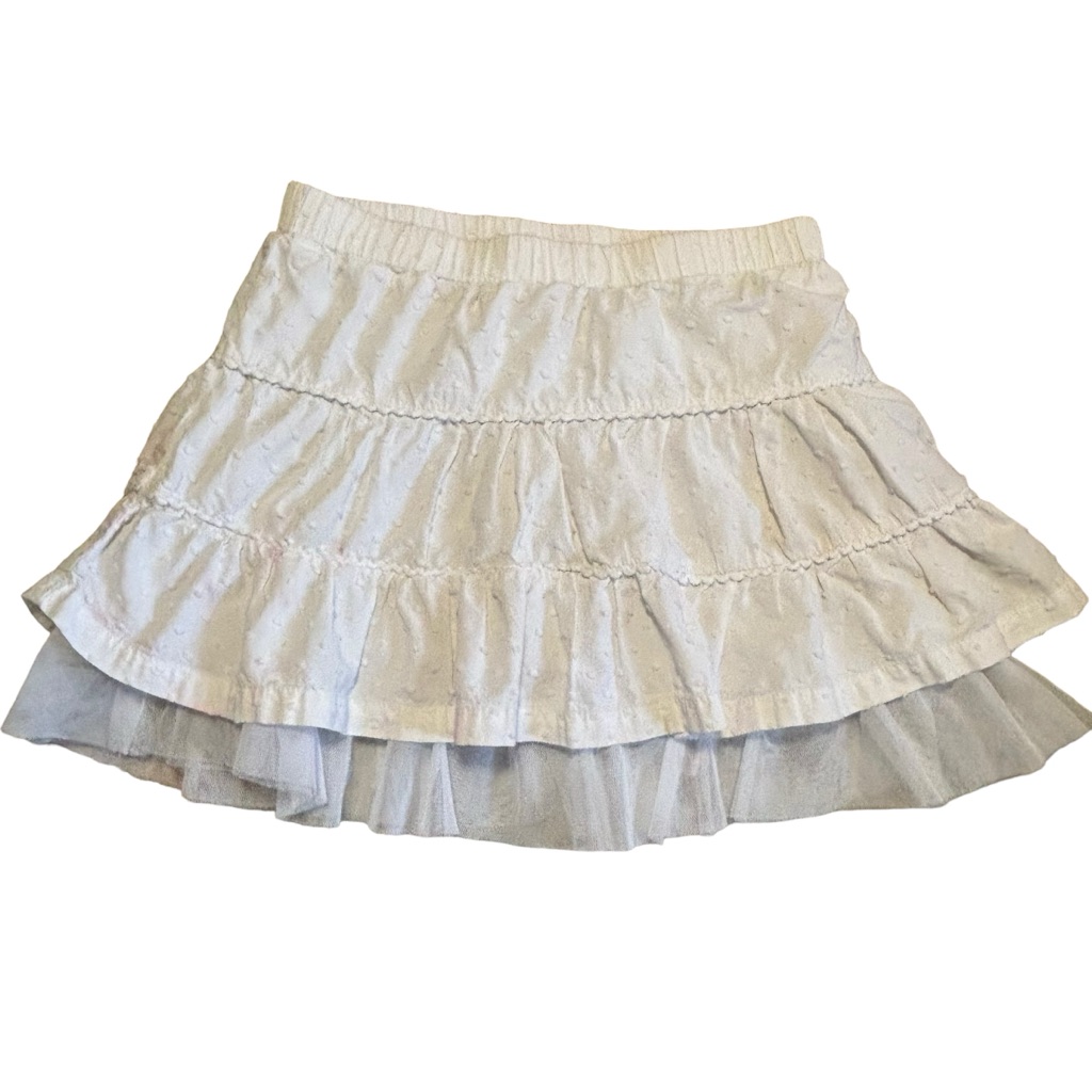 Cherokee Xs 4/5 White Tiered Ruffle Skirt Cotton Dotted Swiss Rickrack Target